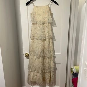 Yellow flowery dress with blue detailing